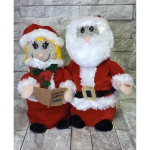 Vintage Popcorn Caroling Couple~Singing Lighted Animate~Santa Claus~Works